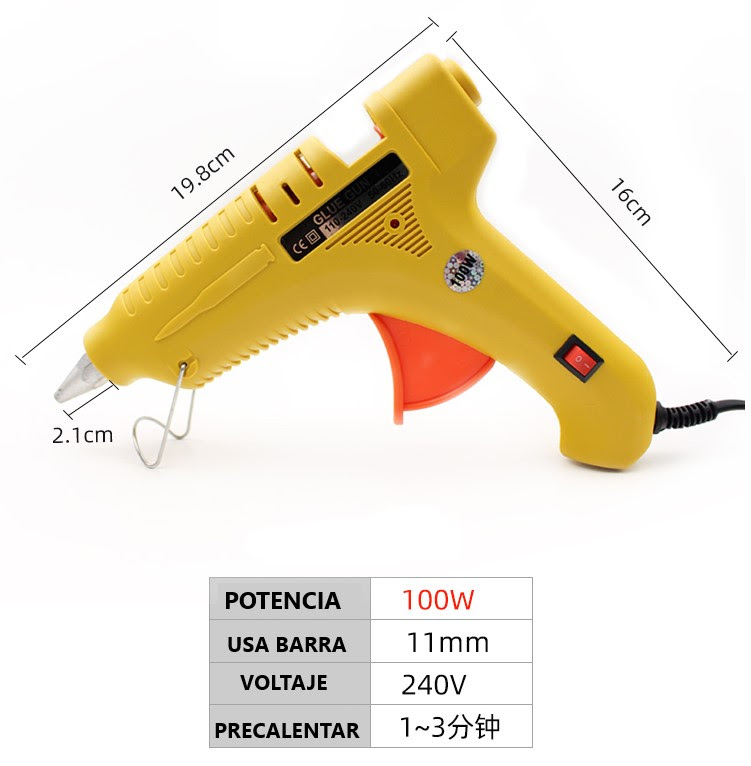 Pistola Silicona Profesional 100w + 6 Barras Silicona 11mm