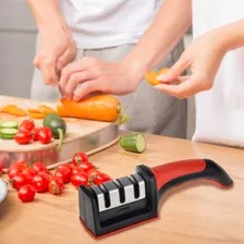 Afilador de cuchillos de acero inoxidable, herramienta de cocina  profesional de 3 etapas