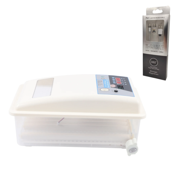 INCUBADORA AUTOMÁTICA DE 24 HUEVOS DUAL 12V/220V 40W 50-60HZ